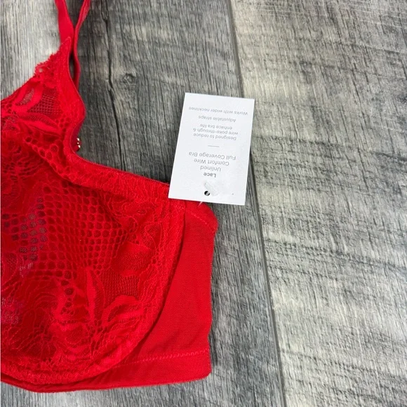 38D Auden Red Lace Bra - Picture 4 of 13